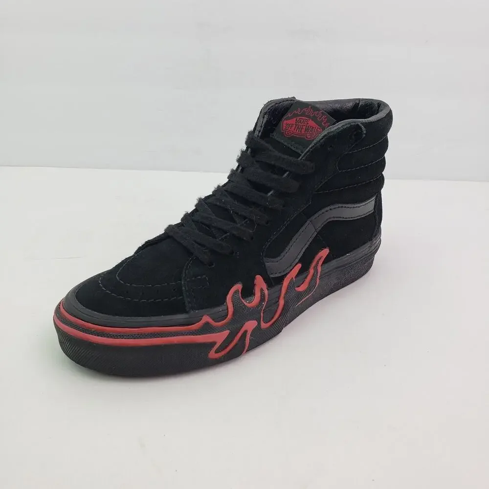 Vans Sk8 Hi Flame Womens Size 5 Mens Sz 3.5 Black Suede Sneaker Shoes